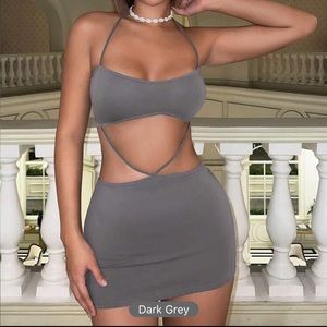 SHEIN ICON Cut Out Waist Halter Neck Backless Bodycon Dress